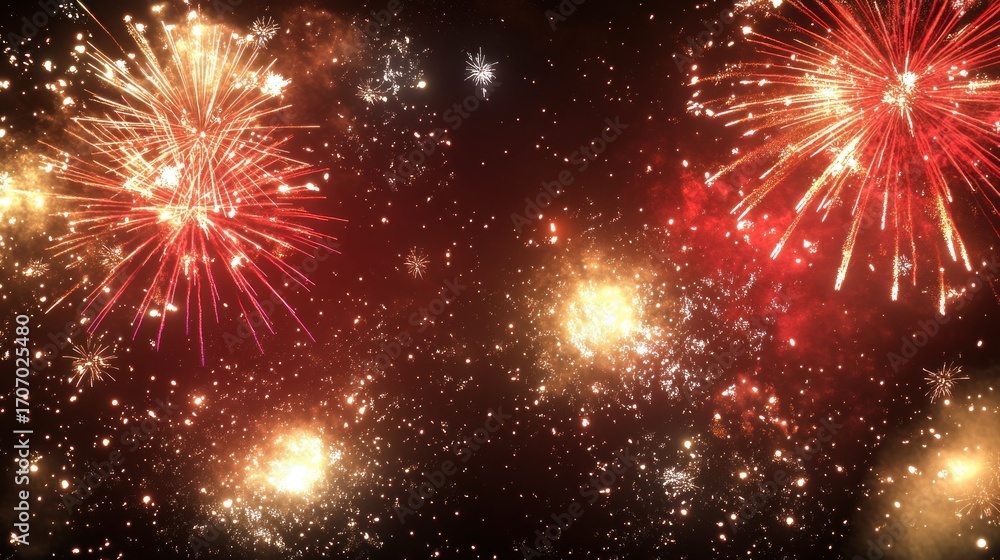 Fototapeta premium Colorful fireworks explosion in night sky