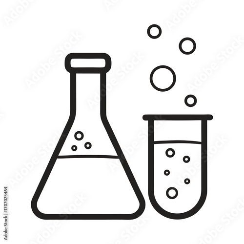 Science Laboratory Icon – Flask and Test Tube Vector