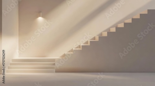 Beige minimalist staircase interior design