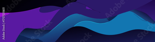 Abstract Fluid Waveforms in Purple and Blue on a Dark Gradient Background Illustration