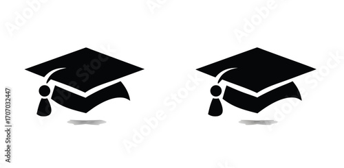 Minimalistic Dual Graduation Cap Illustration for Logo Featuring Two Black Mortarboards with Tassels