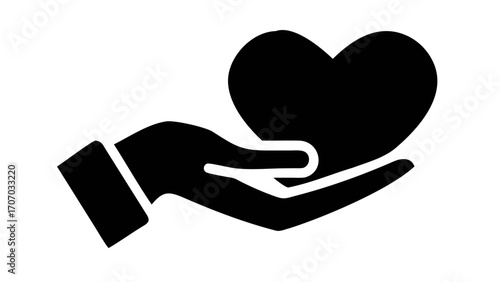 Hand holding a heart symbol represents love, care, compassion, and support for others