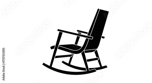 Silhouette of a classic wooden rocking chair, showing its design details.