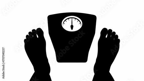Silhouette illustration of a weighing scale with an indicator and two feet on a white background view