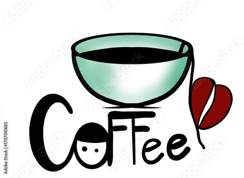 Cartoon Coffee Cup Icon, cheerful design