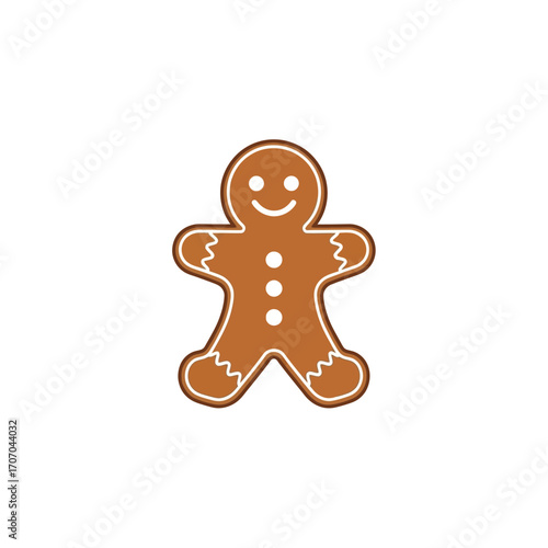 Gingerbread man isolated on white background, a christmas cookie icon design