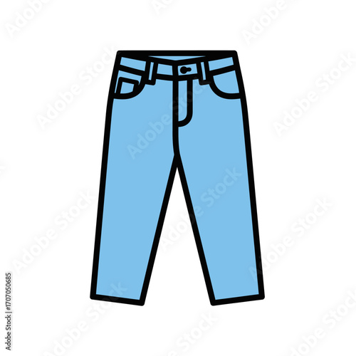 Illustration of blue jeans isolated on white background, a casual and comfortable garment