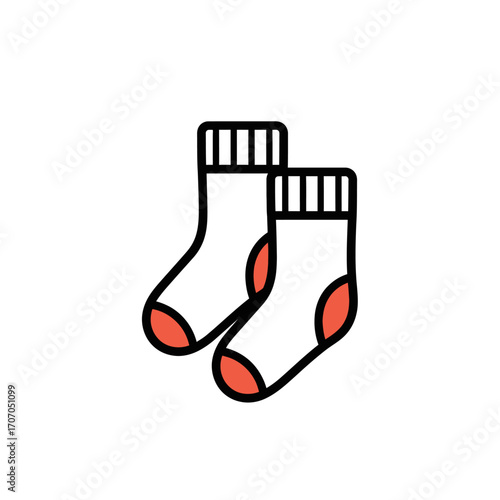 A pair of red and white socks isolated on white background a simple and clean vector illustration