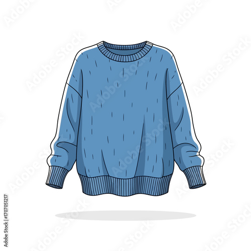 Blue oversized sweatshirt isolated on white background, a trendy and comfortable garment