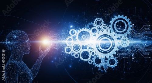 Abstract visualization of human intelligence and technological evolution