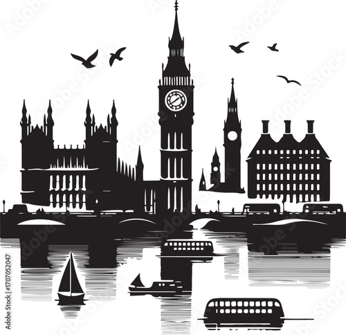 Big Ben London Vector silhouettes