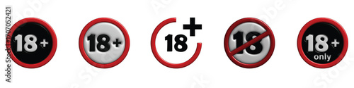 Age Restriction Signs - 18 Plus Symbols for Restricted Content and Mature Audiences