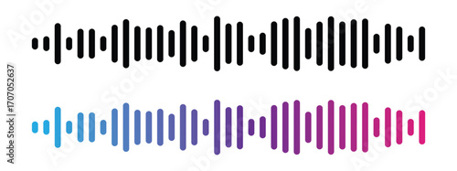 Vibrant Sound Wave Vector Equalizer Illustration. Colorful Abstract Audio Signal Spectrum. Music, Voice, Frequency, Noise, Radio, Podcast, Technology, Digital Visualization Design in eps 10.