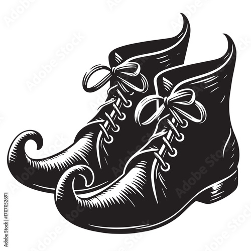 Black Elf Silhouette Vector Illustration design, Solid White Background
