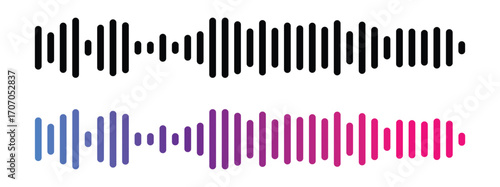 Vibrant Sound Wave Vector Equalizer Illustration. Colorful Abstract Audio Signal Spectrum. Music, Voice, Frequency, Noise, Radio, Podcast, Technology, Digital Visualization Design in eps 10.