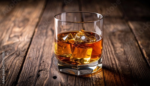 Wallpaper Mural Whiskey on the Rocks: A Glass of Amber Delight Torontodigital.ca