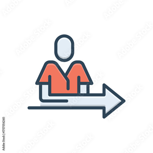 Color illustration icon for people arrow