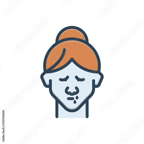 Color illustration icon for runny nose