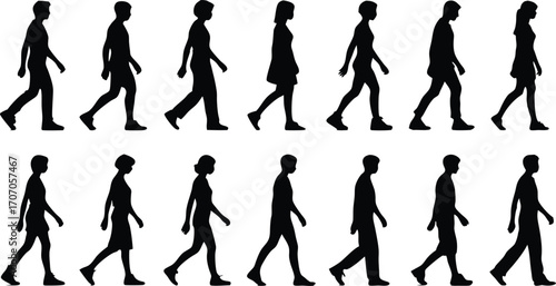 PrintBusiness People Silhouette Team Vector Illustration, silhouettes set of standing people male and female, showing walking and standing people in minimalist silhouettes,Vector icon,business people.