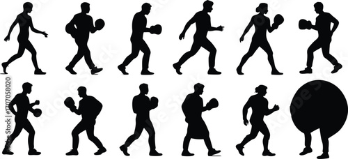 PrintBusiness People Silhouette Team Vector Illustration, silhouettes set of standing people male and female, showing walking and standing people in minimalist silhouettes,Vector icon,business people.