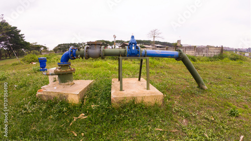 Outdoor Water Pipeline System with Valves and Pressure Control