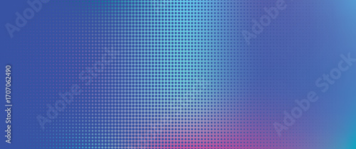 Latar belakang gradien biru abstrak dengan pola titik halftone dan desain digital modern.