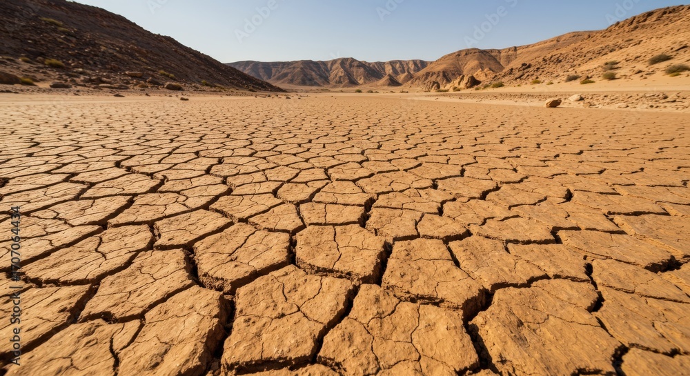 custom made wallpaper toronto digitalCracked Earth in Desert Landscape with Mountains Drought Concept.