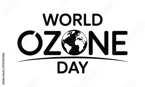 World Ozone Day text with planet Earth illustration and curved line Keywords: world ozone day