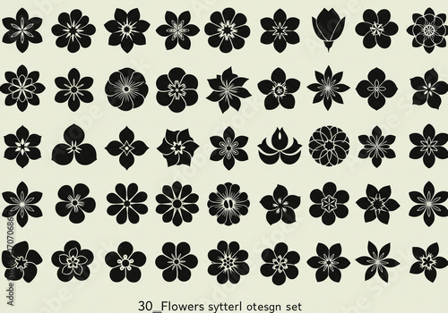 Floral design elements create a striking modern pattern for your next creative project or botanical themed design