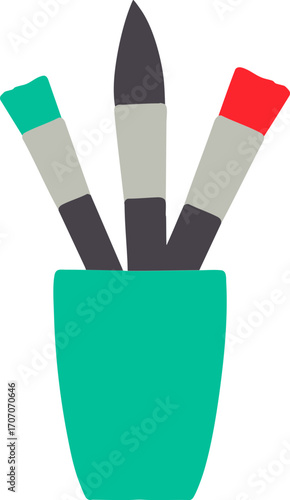Brush holder vector illustration, painting art tool icon