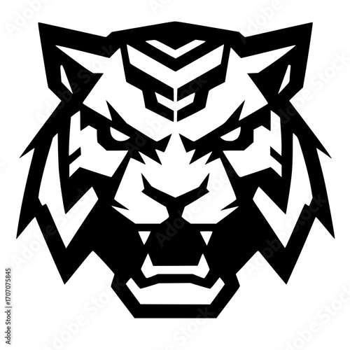 Silueta de cara de robot tigre enojado