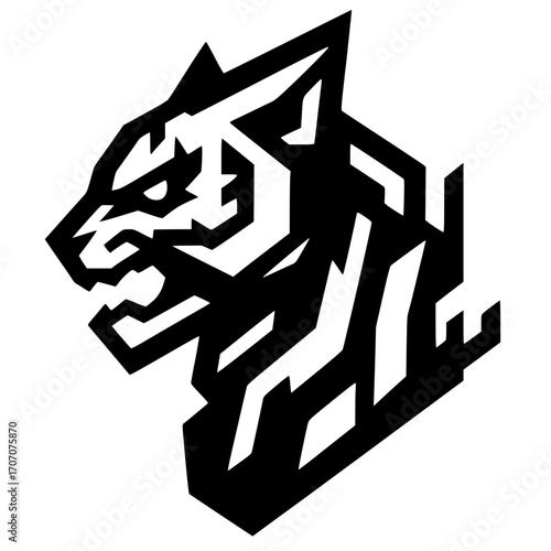 Retrato de silueta de monstruo de roca, diseño vectorial