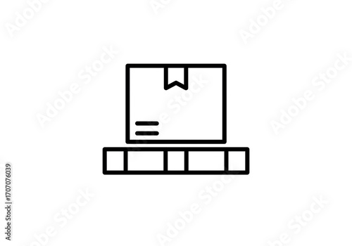 Streamlined delivery service icon showing package on pallet perfect for logistics companies and supply chain management
