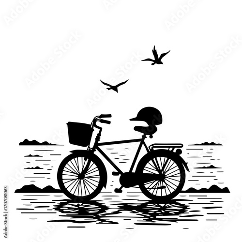 bicycle silhouette vector, bicycle, bike, wheel, isolated, sport, cycle, pedal, transport, white, vintage, illustration, cycling, black, transportation, vehicle, old, retro, vector, ride, mountain, ch