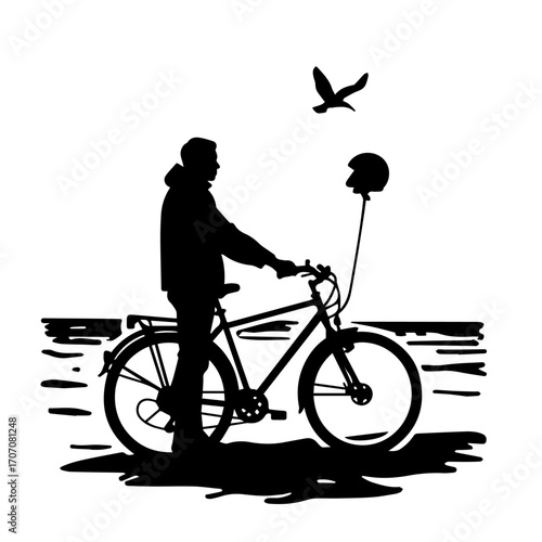 bicycle silhouette vector, bicycle, bike, wheel, isolated, sport, cycle, pedal, transport, white, vintage, illustration, cycling, black, transportation, vehicle, old, retro, vector, ride, mountain, ch