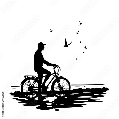 bicycle silhouette vector, bicycle, bike, wheel, isolated, sport, cycle, pedal, transport, white, vintage, illustration, cycling, black, transportation, vehicle, old, retro, vector, ride, mountain, ch