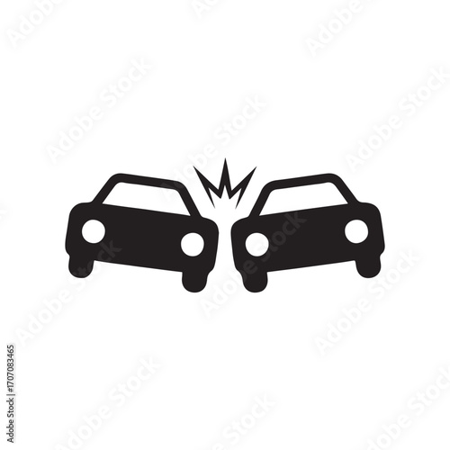 Collision between two cars depicted in a simple vector illustration showcasing the impact and potential damage of vehicle accidents for safety awareness campaigns