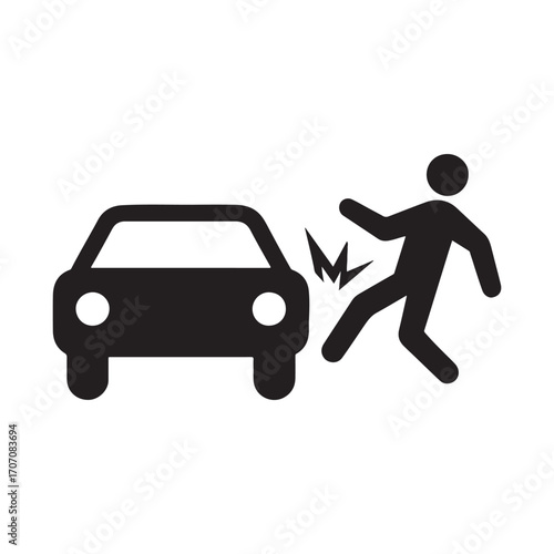 Road safety and pedestrian accident awareness promoting caution with cars resulting in possible injury to a vulnerable person in a traffic collision