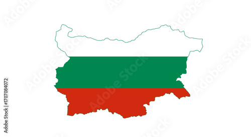 Bulgarias tricolor flag is overlaid on a map outline of the country