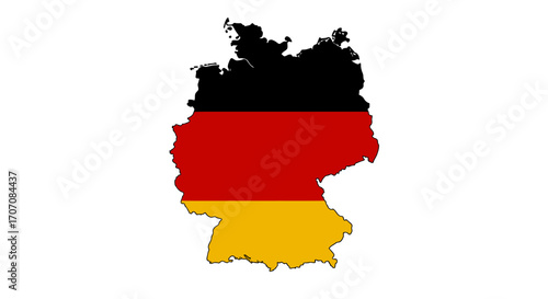 Germanys outline filled with its flag colors black on top red in the middle and gold at the bottom
