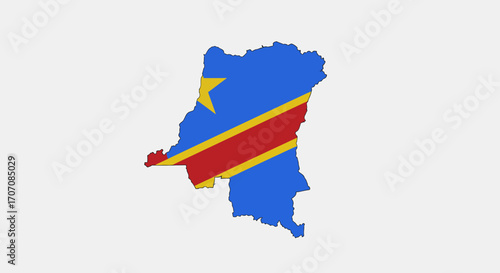 Map of Democratic Republic of the Congo with its flags colors and pattern