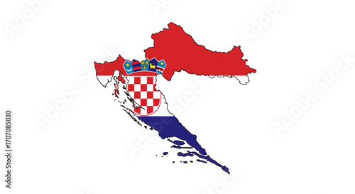 Map of Croatia in the colors of its flag