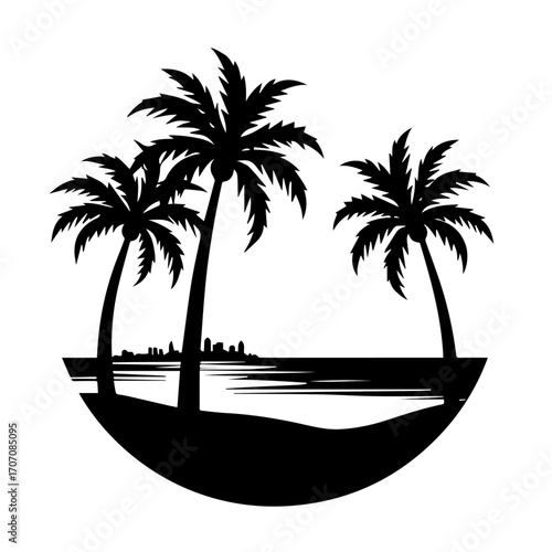silhouette of coconut trees on the beach