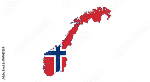 Map of Norway painted with its flag