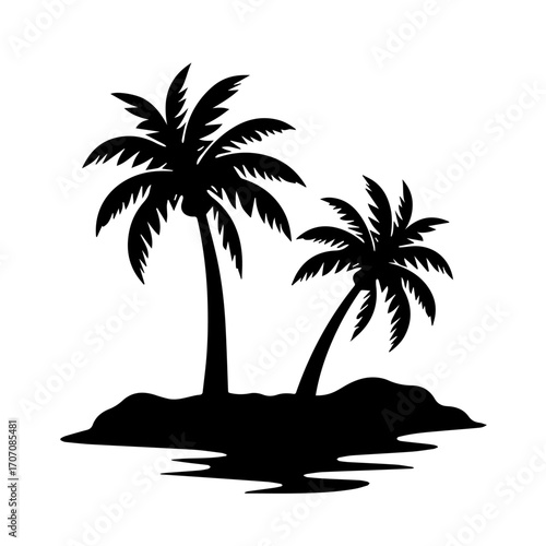 silhouette of coconut trees on the beach