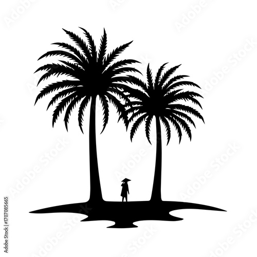 silhouette of coconut trees on the beach