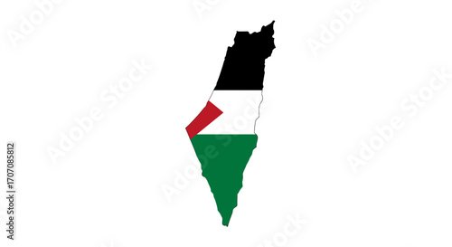 Shape of Palestinian flag within the geographical borders of Palestine