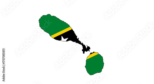 St Kitts and Nevis map filled with the national flag colors