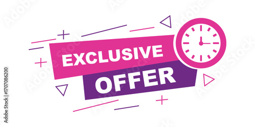 Bright pink and purple banner announcing an exclusive offer with a clock indicating limited time