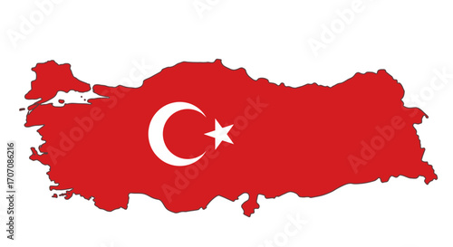 Turkeys red silhouette map with a white crescent moon and star emblem